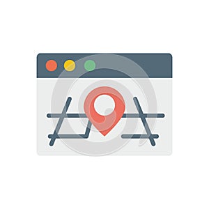 Browser, web site, map, location pin icon. Simple color vector elements of internet explorer icons for ui and ux, website or