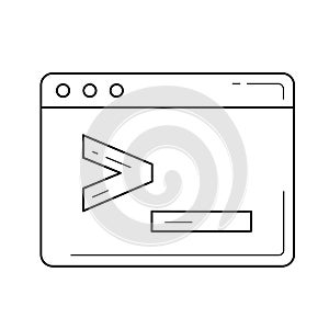 Browser window with coding commands line icon.