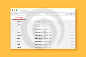 Browser window with email message frame. Vector illustration