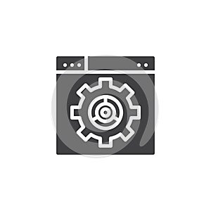 Browser window with gear SEO vector icon