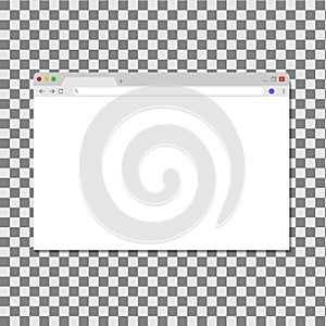 Browser window isolated on transperent background. Opened web browser. Blank template for search and address. Mockup screen