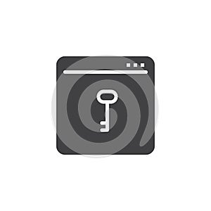 Browser window with key vector icon