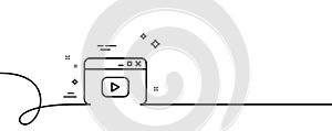 Browser Window line icon. Video content sign. Continuous line with curl. Vector