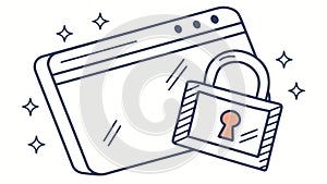 Browser window with padlock, secure web browsing, vector design Generative AI