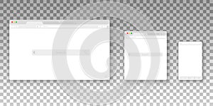 Browser window. Realistic blank browser window with toolbar and shadow