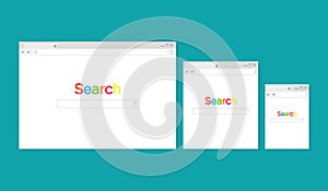 Browser window. Search. Browser in flat style. Search engine illustration