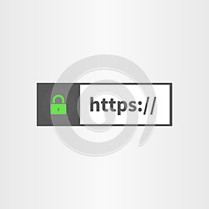 Browser window with secure online connection icon and http text