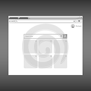 Browser window template. Web browser page interface. Design for UI. Vector.