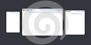 Browser window.Web browser in flat style. Window concept internet browser. Mockup screen design. Vector illustration