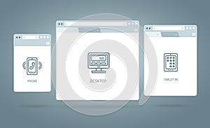 Browser Windows Responsive Web. Vector