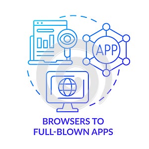 Browsers to full-blown apps blue gradient concept icon