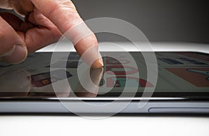 Browsing the Amazon online store on a tablet