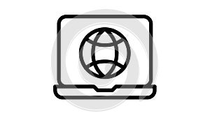 Browsing laptop internet web single isolated icon with outline style