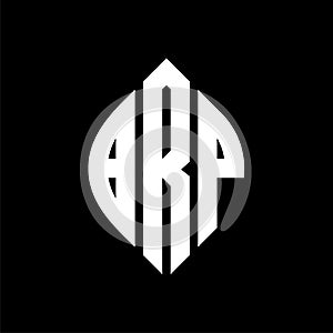 BRP circle letter logo design with circle and ellipse shape. BRP ellipse letters with typographic style. The three initials form a