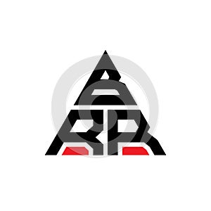 BRR triangle letter logo design with triangle shape. BRR triangle logo design monogram. BRR triangle vector logo template with red