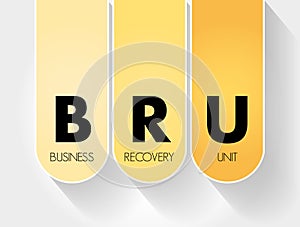 BRU - Business Recovery Unit acronym, business concept background