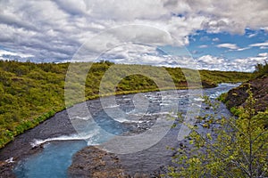 Bruarfoss or Bridge Falls, Iceland\'s Bluest Waterfall, along Bruara river. Golden Circle Iceland photo