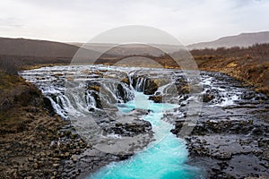 Bruarfoss waterfall in Iceland Bruararfoss golden circle route in autumn