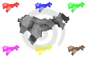 Bruck an der Leitha district (Republic of Austria or Ã–sterreich, Lower Austria or NiederÃ¶sterreich state) map