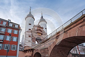 Bruckentor (Bridge Gate) and Old Bridge (Alte Brucke) - Heidelberg, Germany