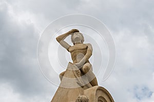 Bruckmandl Statue on the Stone Bridge in Regensburg, Germany photo