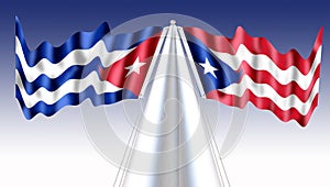 Cuba Puerto Rico flag waving sillky stars photo