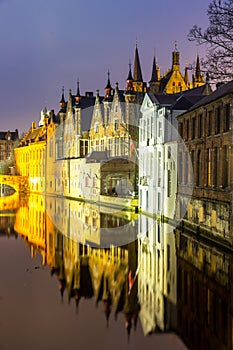 Bruges, Belgium at dusk