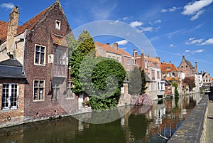 Bruges, Belgium. Old canal front buildings