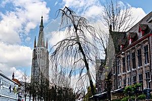 Bruges Belgium, views of the Tower of the Church of Our Lady photo