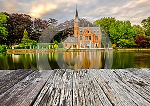 Bruges Brugge cityscape with Minnewater lake