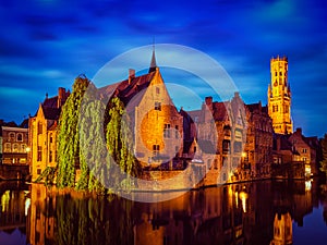 Bruges Brugge famous view, Belgium