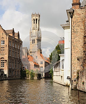 Bruges Canal And Bell Tower