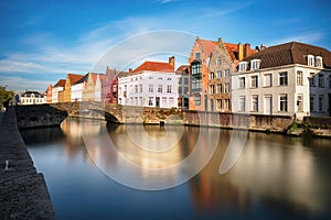 Bruges - Canals of Brugge, Belgium,  evening view