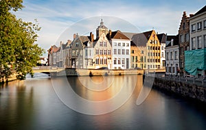 Bruges - Canals of Brugge, Belgium,  evening view