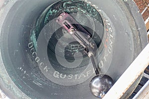 View inside bell in Belfry tower of Bruges, Flanders, Belgium