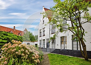 Bruges historical pitched roofs of Begijnhof