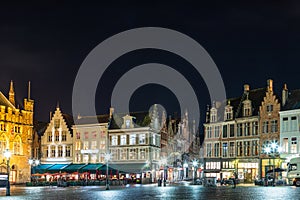 Bruges Market Square at night