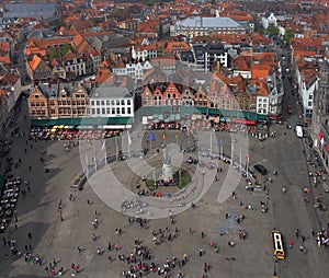 Bruges, market square from tower