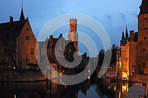 Bruges Rozenhoedkaai Night Scene photo