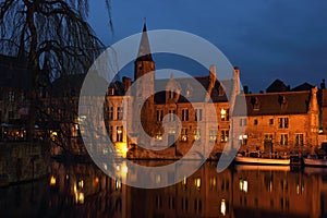 Bruges Rozenhoedkaai Night Scene photo