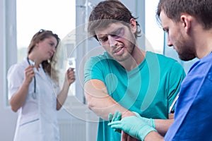Bruised man in emergency room