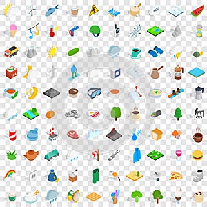 100 brumal icons set, isometric 3d style