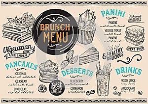 Brunch menu restaurant, food template.