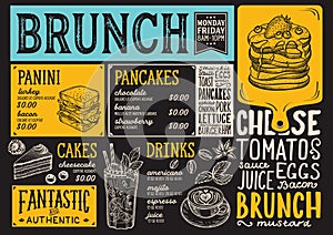 Brunch menu restaurant, food template.