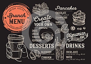 Brunch menu restaurant, food template.