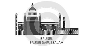 Brunei, Brunei Darussalam travel landmark vector illustration