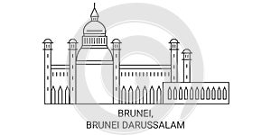 Brunei, Brunei Darussalam travel landmark vector illustration