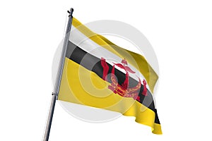 Brunei Darussalam flag waving isolated white background 3D illustration