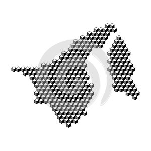 Brunei Darussalam map from 3D black cubes isometric abstract concept, square pattern, angular geometric shape. Vector illustration