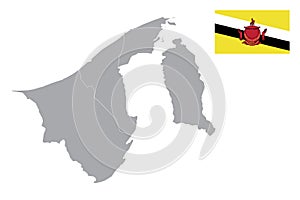 Brunei Darussalam map with flag.